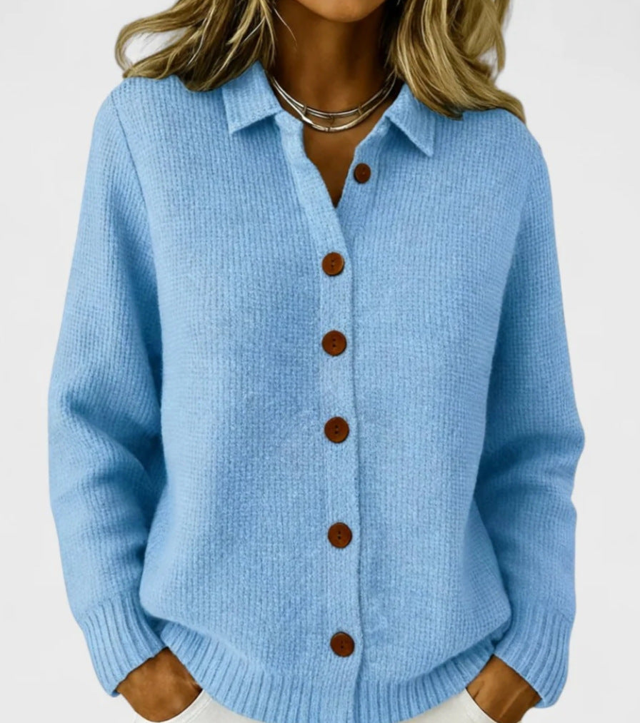 Women's Knitted Lapel Solid Color Casual Fashion Women's Sweater