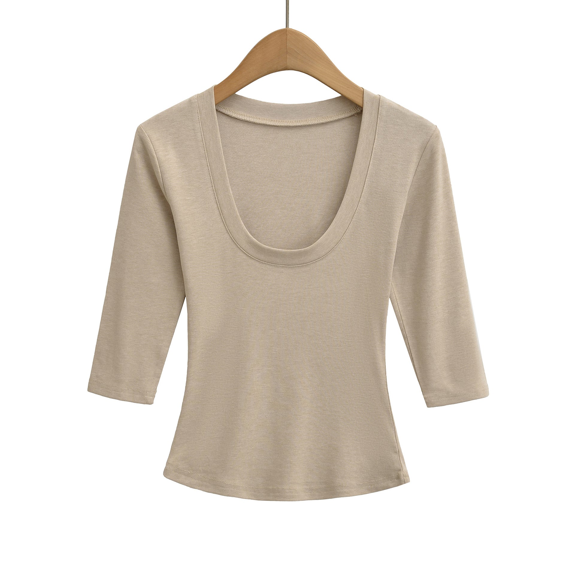 Women's Color Half Sleeves Knitted Inner Match Bottoming Women's T-shirt