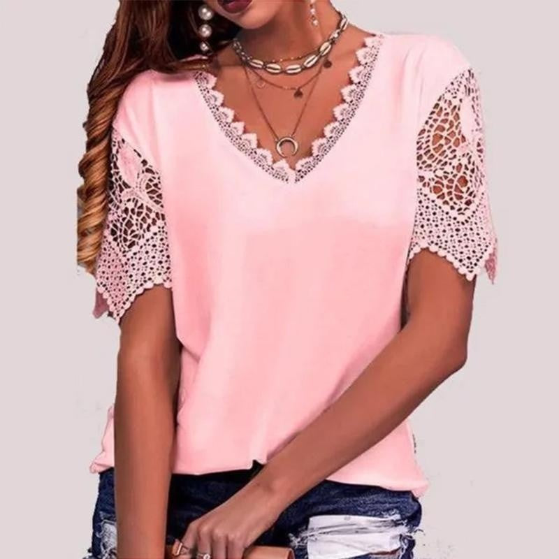 Women's Popular Lace Stitching Loose Sleeve Shorts
