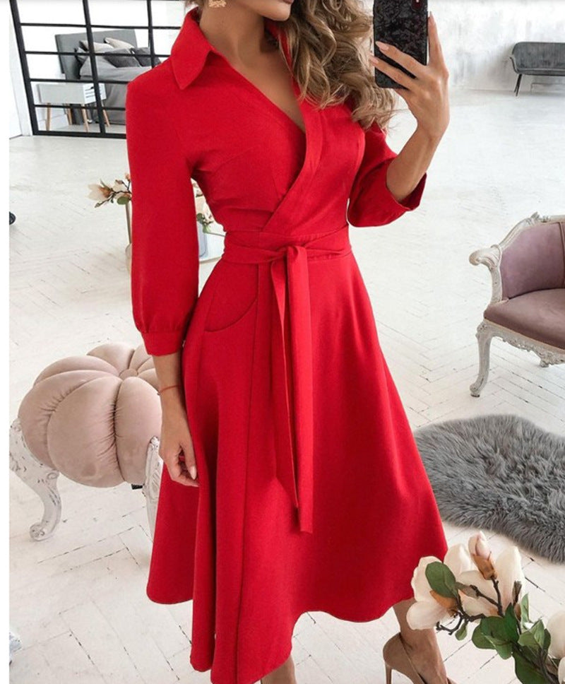 Women's Fashion Long Sleeve Printed Sheath Elegant Dress