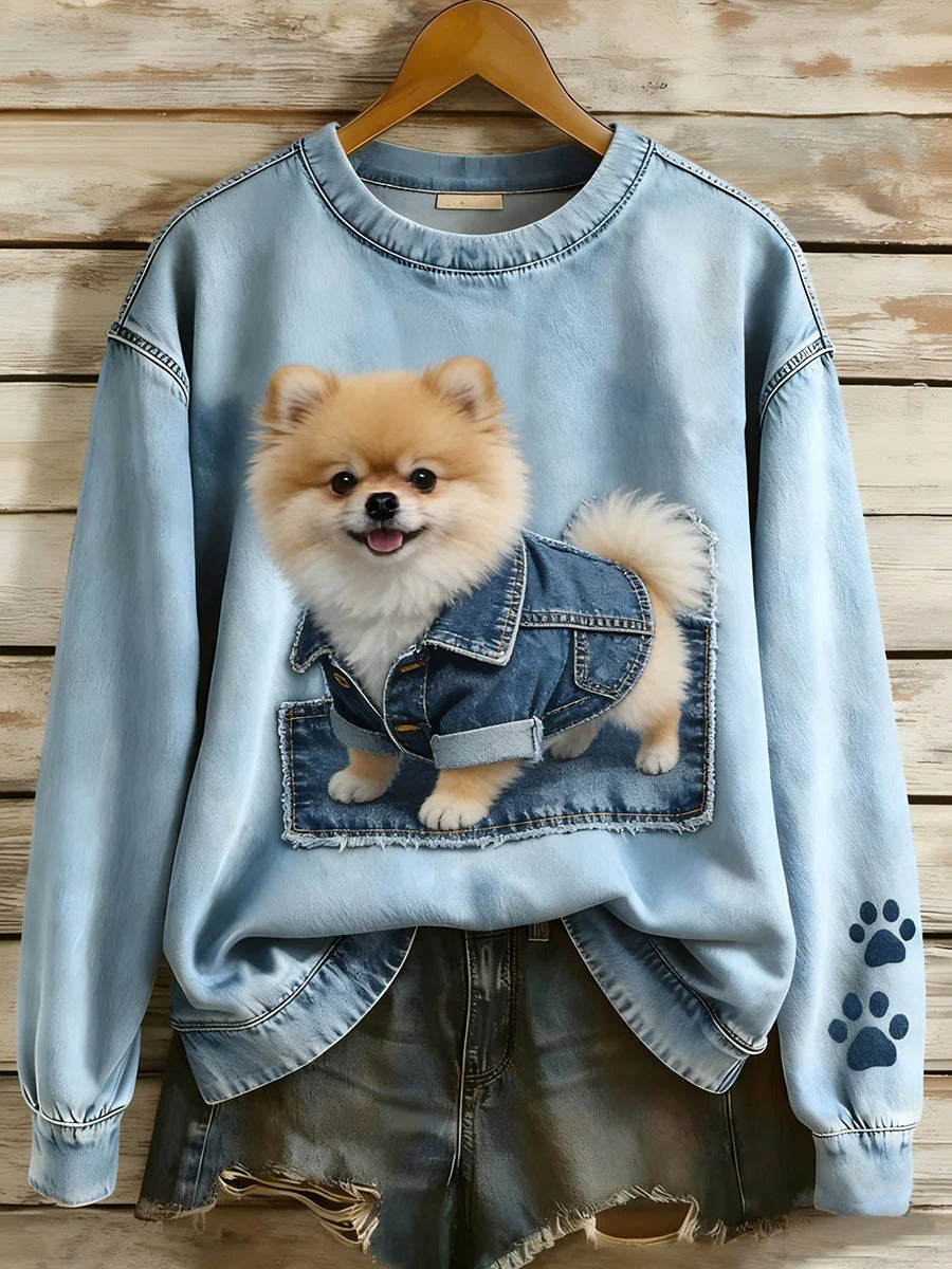 Digital Printing Cartoon Round Neck Long Sleeve Women's T-shirt