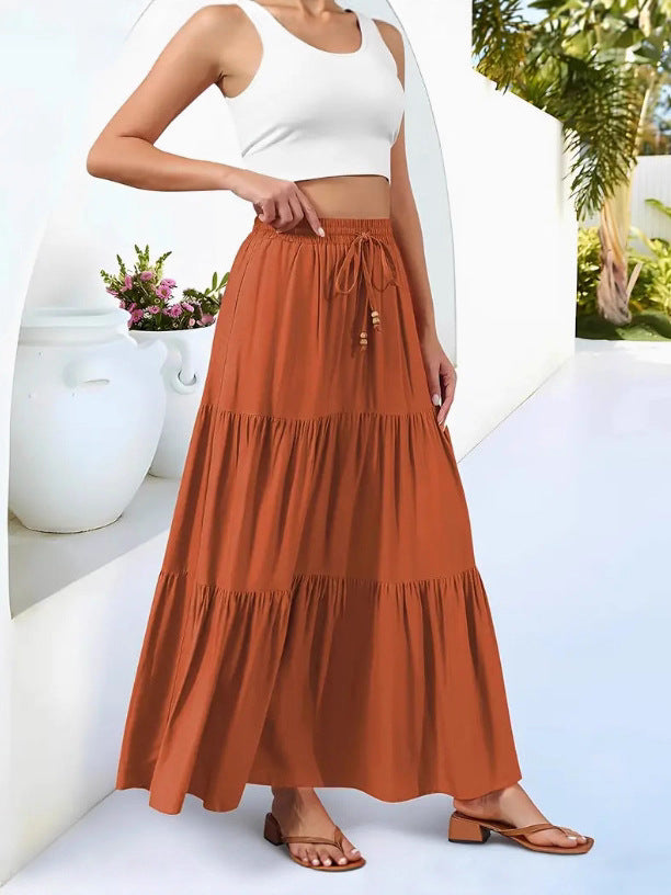 Women's Fashion Stitching Shrink Pocket Casual Skirts