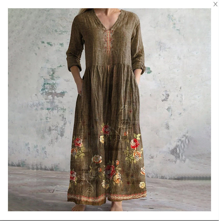 Women's Printed Summer City Casual Loose Dress