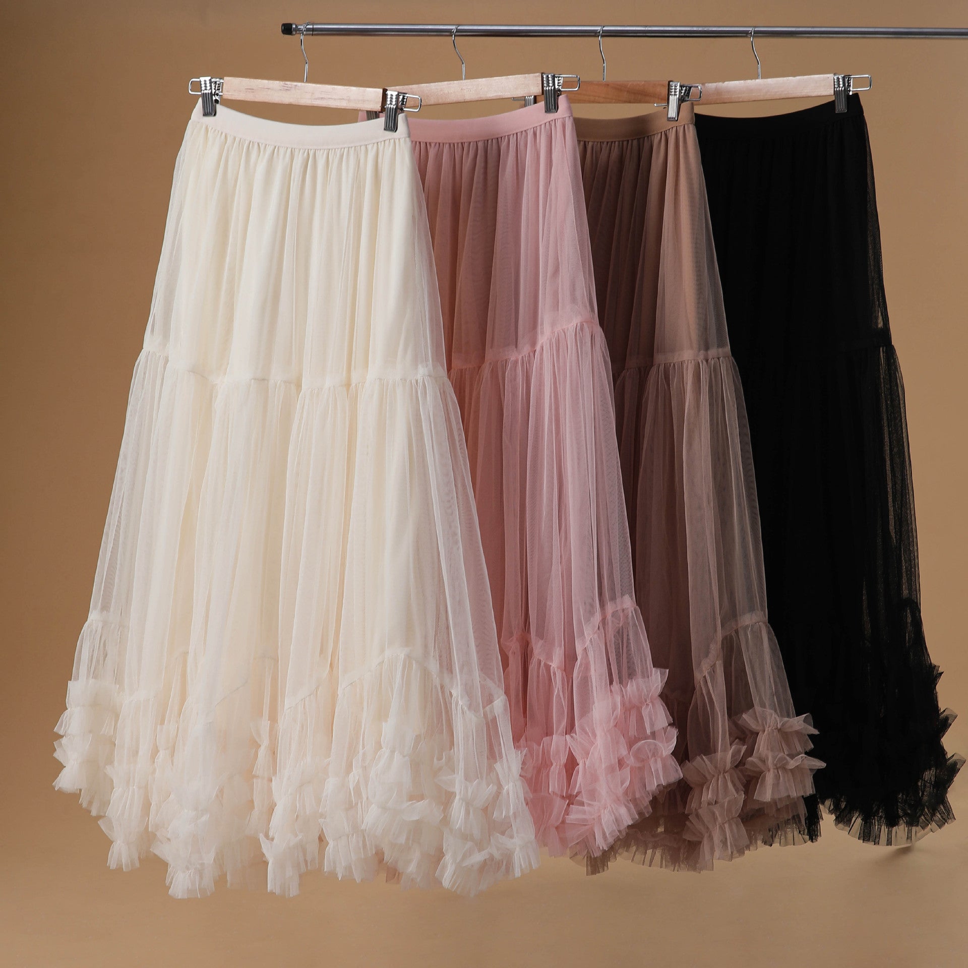 Large Swing Design Sense Mesh High Waist Figure Skirt