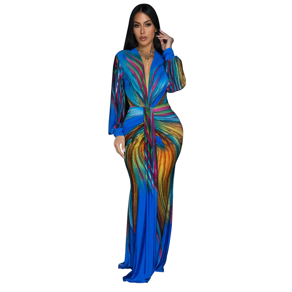 Women's Fashion Wear Pleated Color Matching Casual Dress
