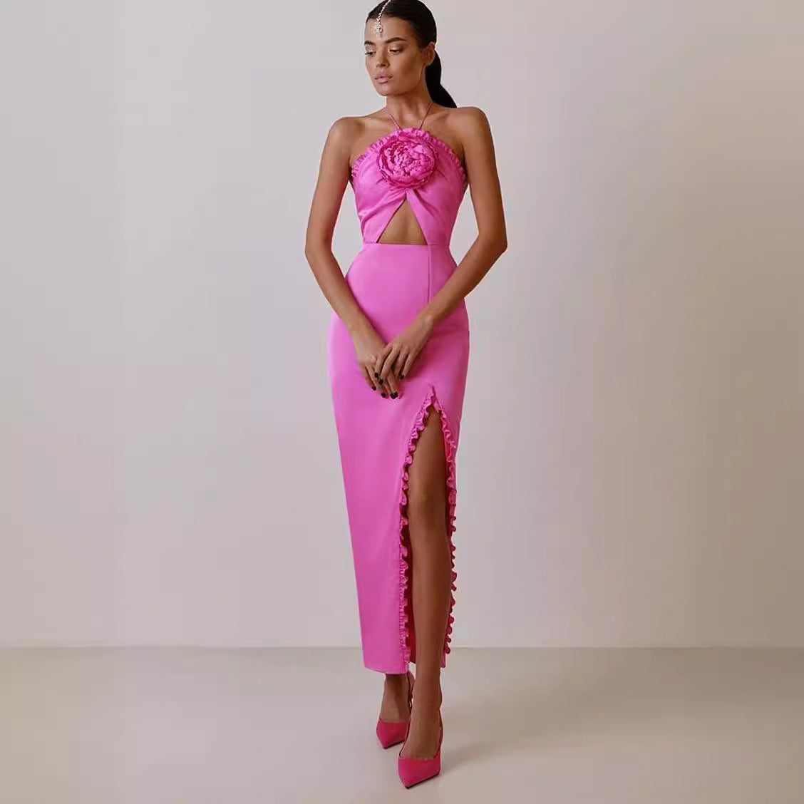 Sexy Halter Long Slim Fit Irregular Dress