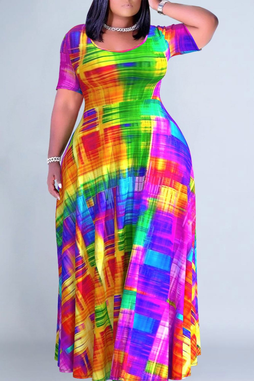 Women's Floral Print Round Neck Exotic Vacation Style Dress