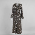 Women's Polka Dot Long Sleeve Summer Pleating Flared Sleeves Dress