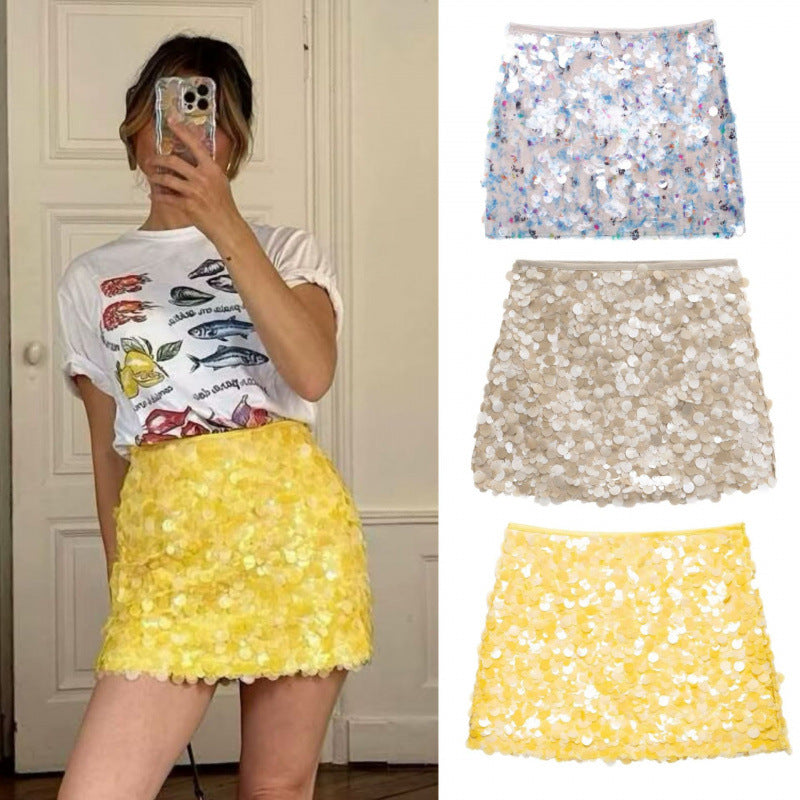 Women's Design Sequined A- Line Style Shorts