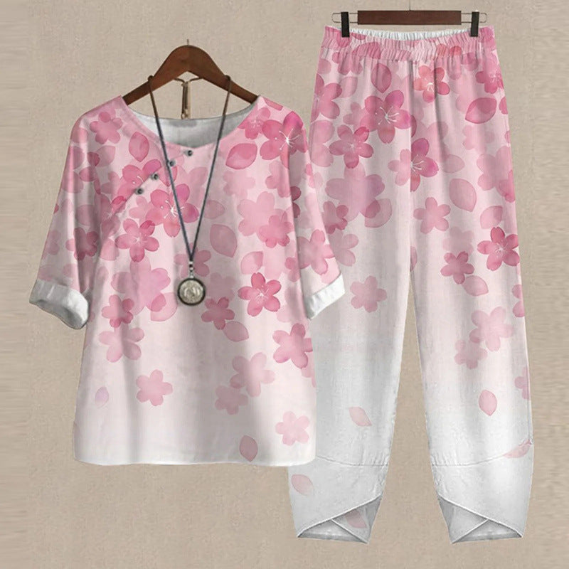 Women's Casual Round Neck Half Sleeve Shirt Suits