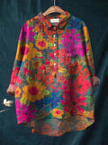 Casual Long Sleeve Shirt Animal Print Blouse