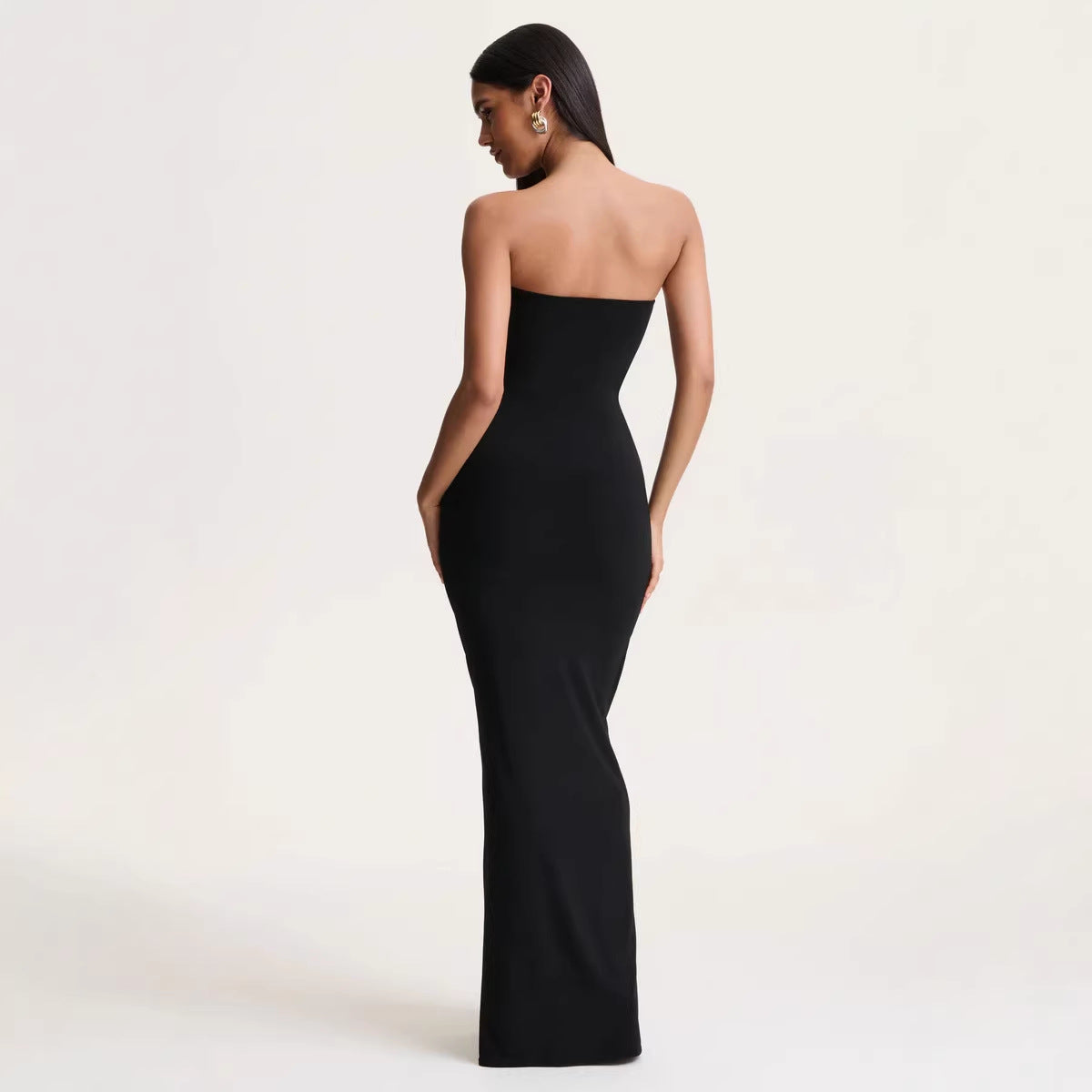Women's Solid Color Sleeveless Pleated Waist Tight Ribbon Sexy Tube Dress
