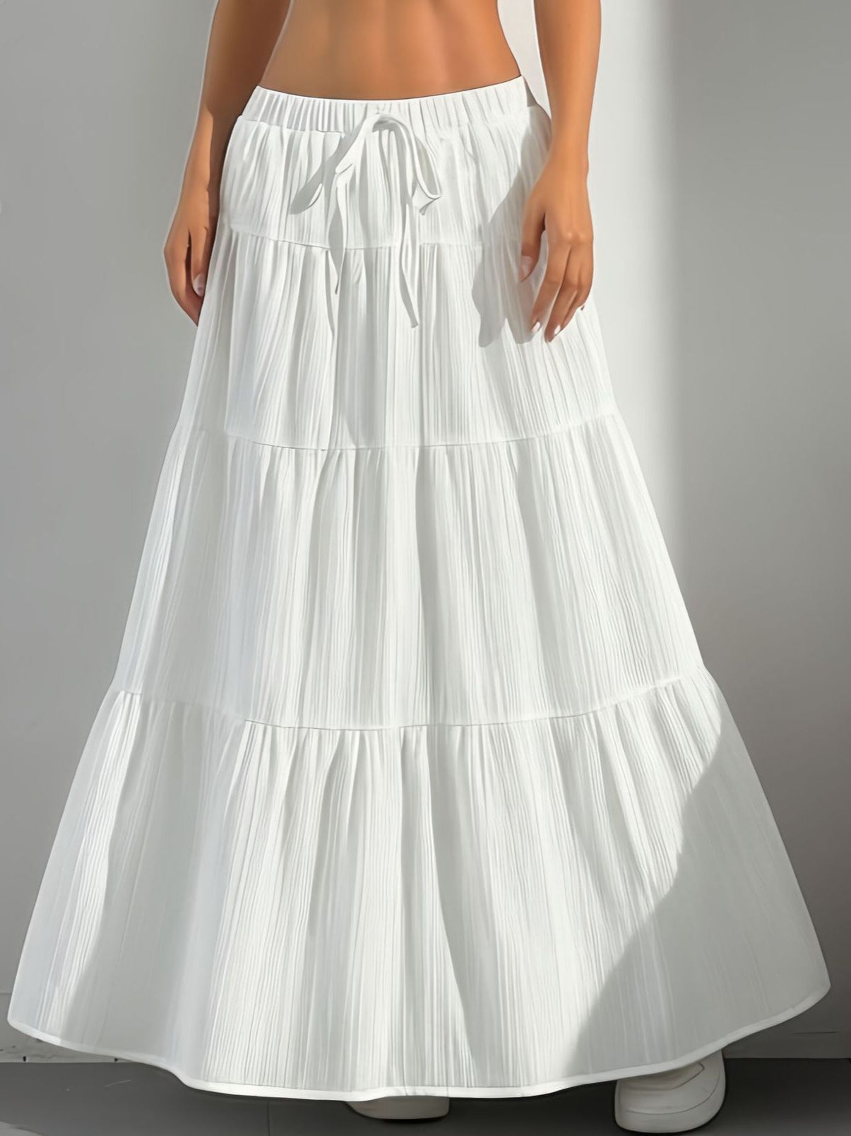 Women's White Elegant Large Swing Loose Long Skirts