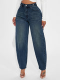 Women's Design Sense Retro Lantern Washed Blue Women's Jeans