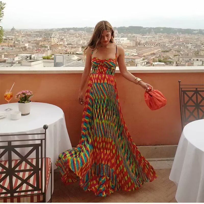 Women's Summer Strap Fashion Temperament Printed Dress