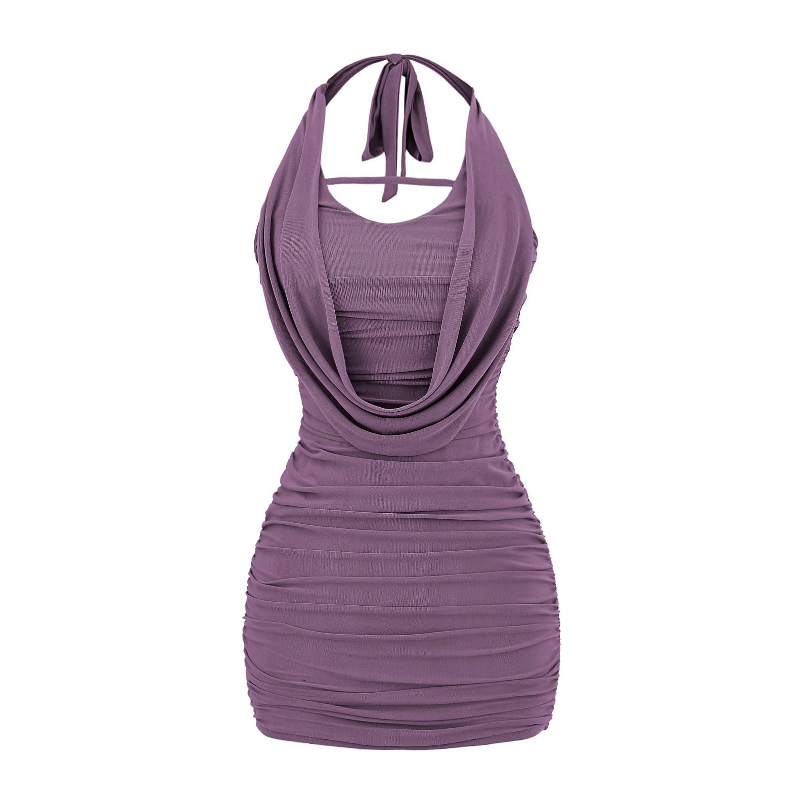Hot Pure Desire Swing Collar Mesh Halter Dress