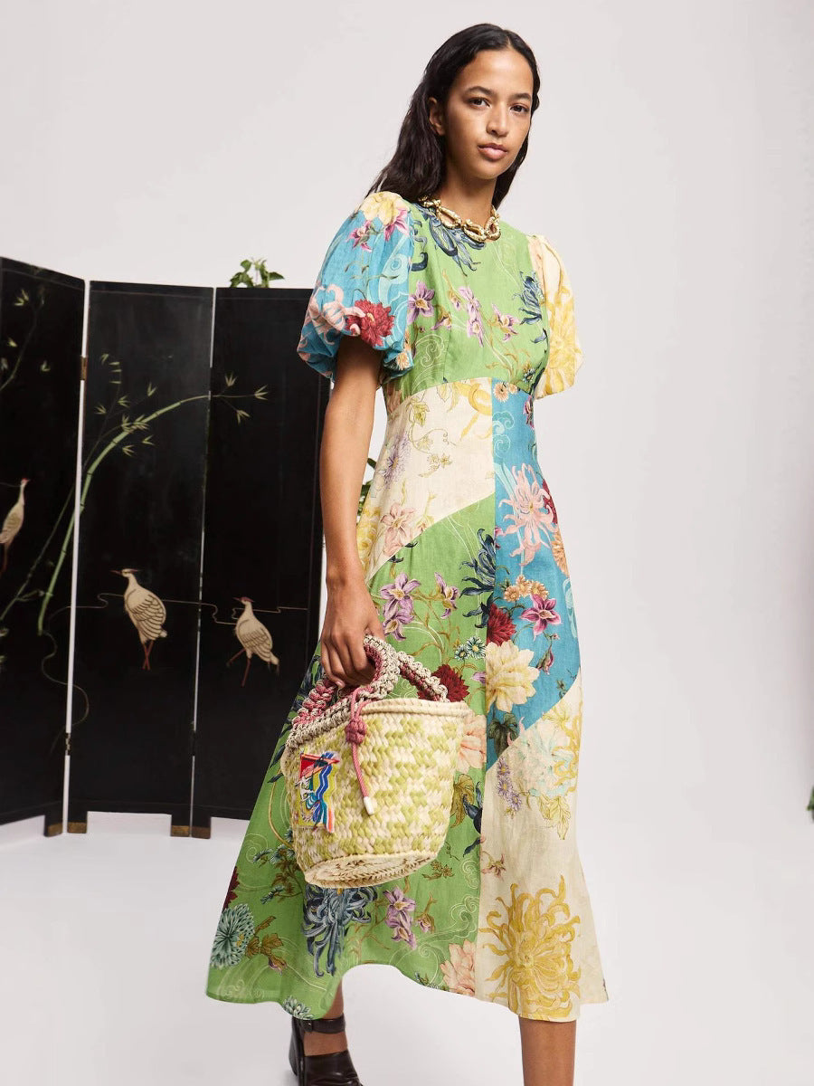 Personalized Iti Lantern Sleeve Casual Fashion Round Neck Dress