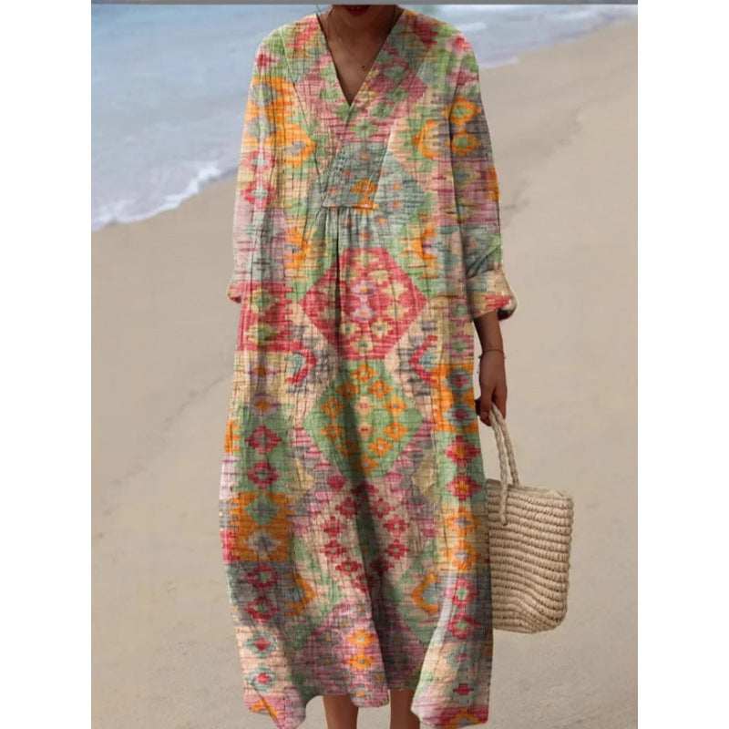 Women's Long Sleeve Shirt Casual Floral Print Skirts