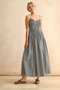 Women's Summer Strap Retro Plaid A- Line Slimming Dress