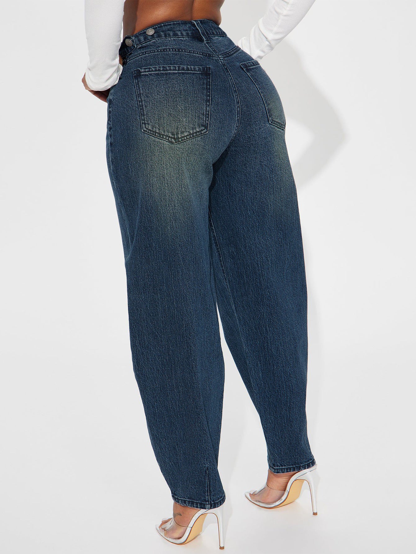 Women's Design Sense Retro Lantern Washed Blue Women's Jeans