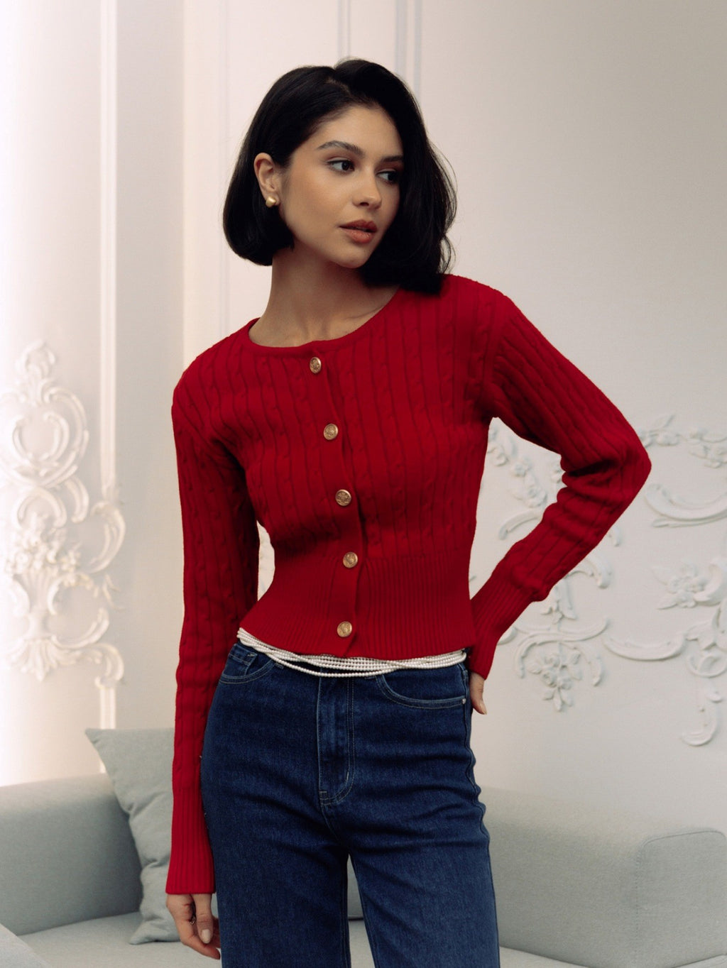 Women's Source Summer Twist Single-breasted Casual Sleeve Sweaters