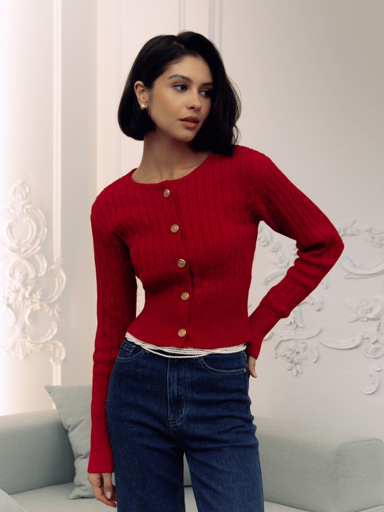 Women's Source Summer Twist Single-breasted Casual Sleeve Sweaters