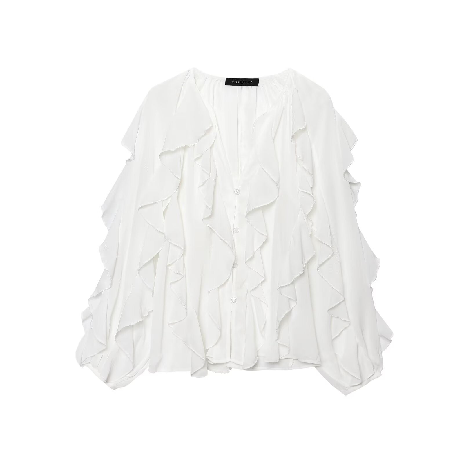 Z Spring Long Fashion Loose Design Niche Laminated Decoration Blouse