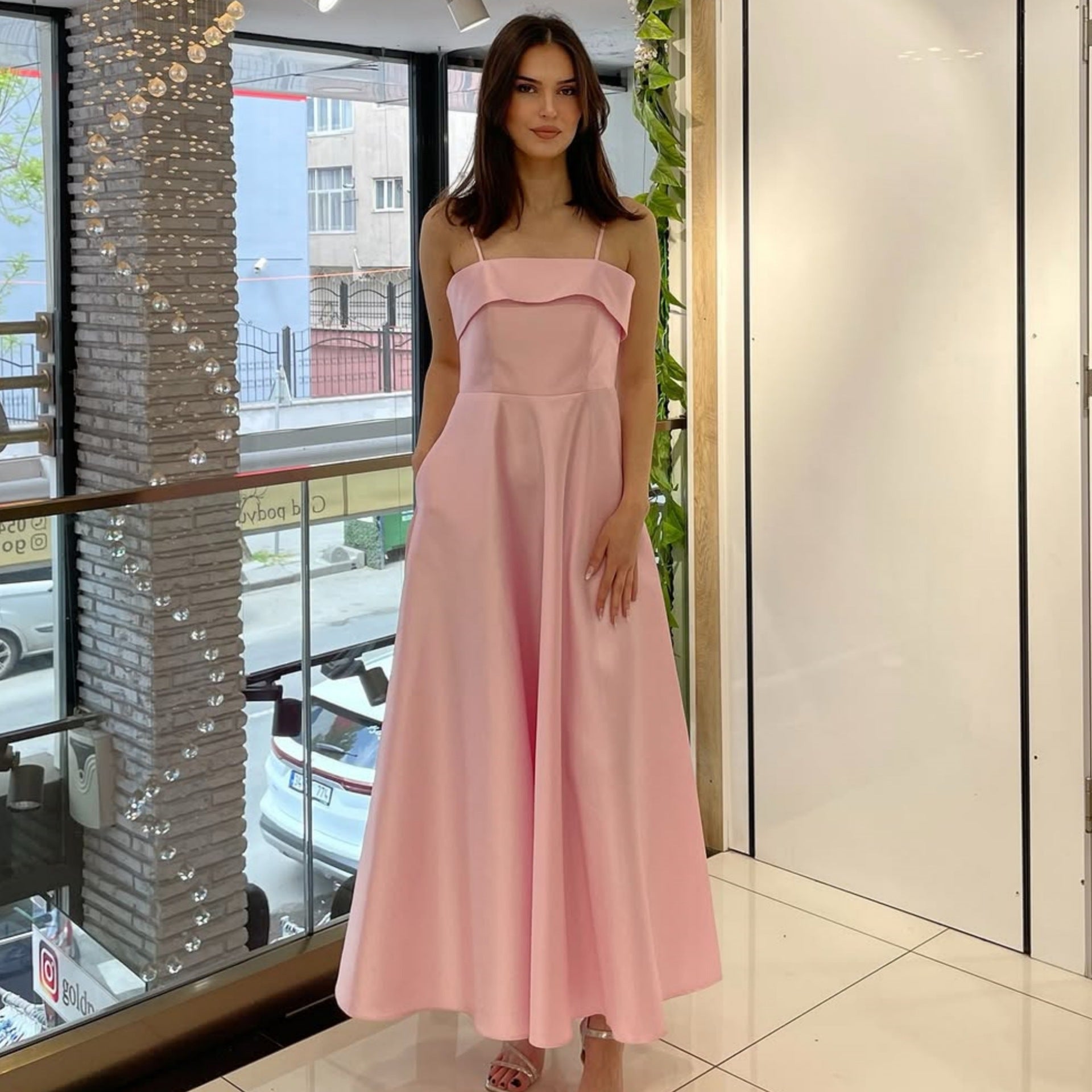 Women's Summer Solid Color Sexy Sleeveless Backless Tube Waist Dress