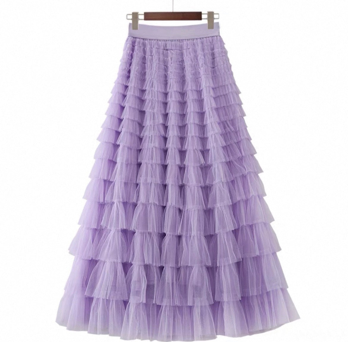 Women's Long Autumn Elegant Solid Color High Waist Net Yarn Cake Skirts