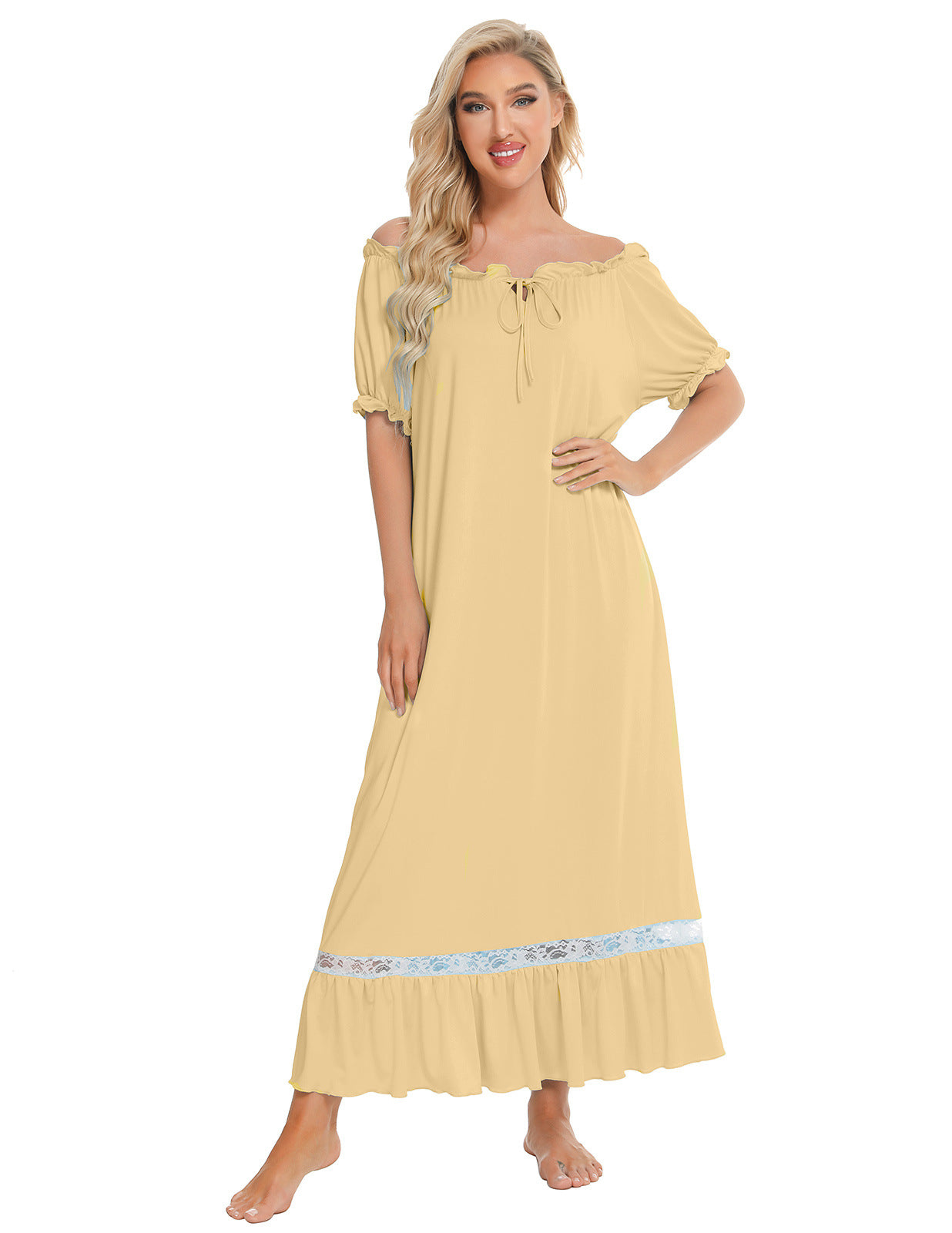 Versatile Women's Pajamas Sleeve Nightdress Comfortable Dress