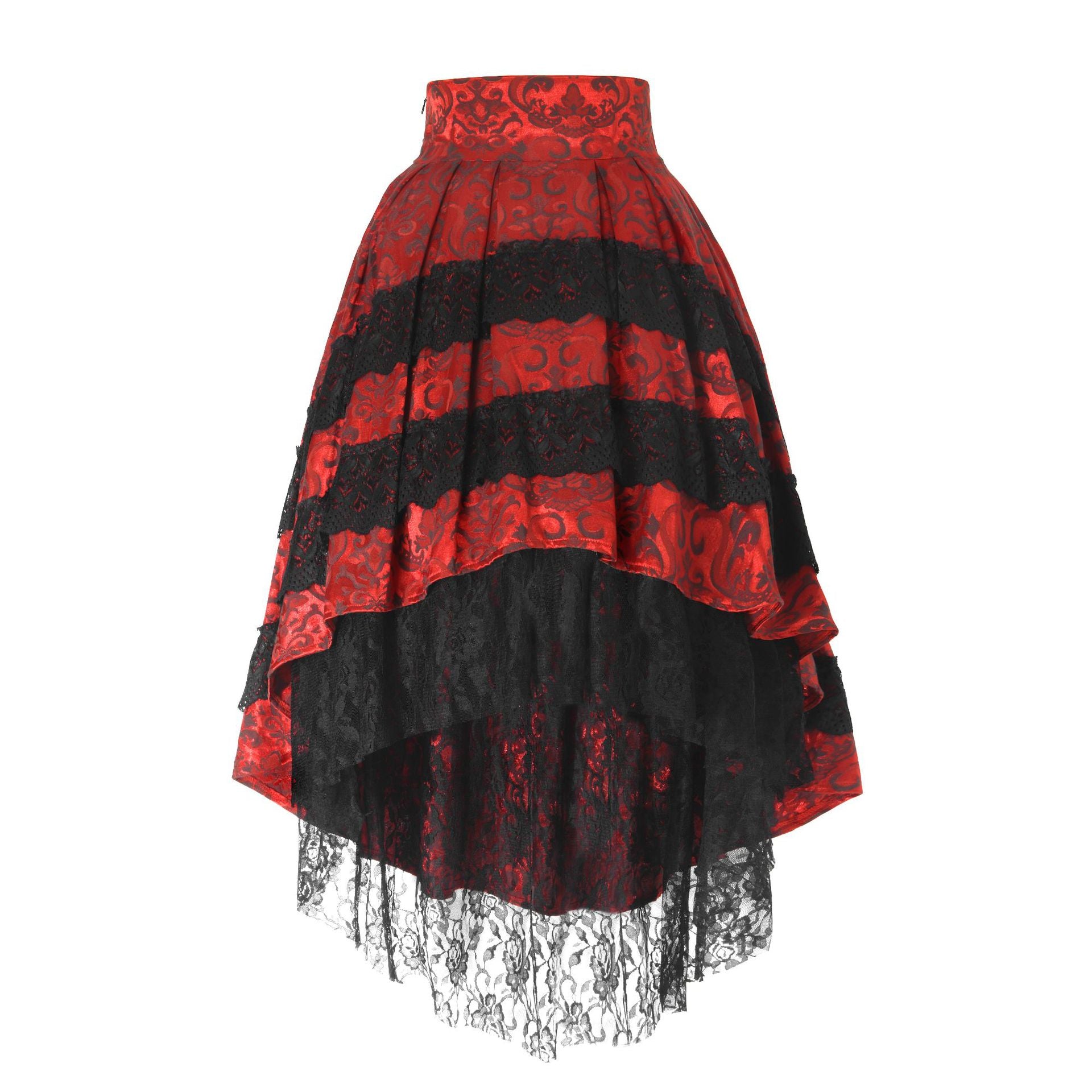 Women's Retro Black Long Gothic Style Asian Culture Lace Skirt