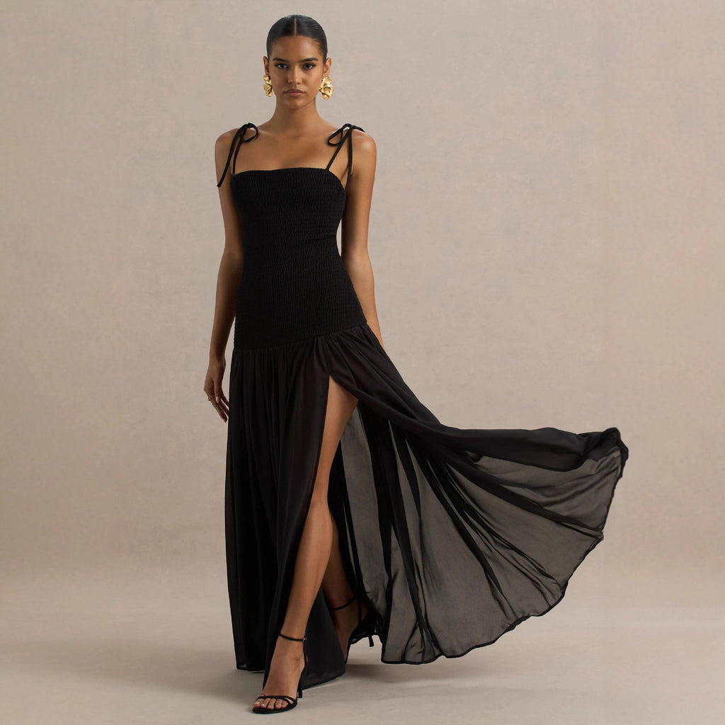 Women's Spring Solid Color Sleeveless Sling Pleated Dress