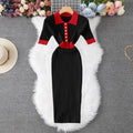 Women's Summer French Style Knitted Slimming Elegant Dress