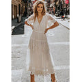 Versatile Trendy Women's Summer Short-sleeved Lace Dress