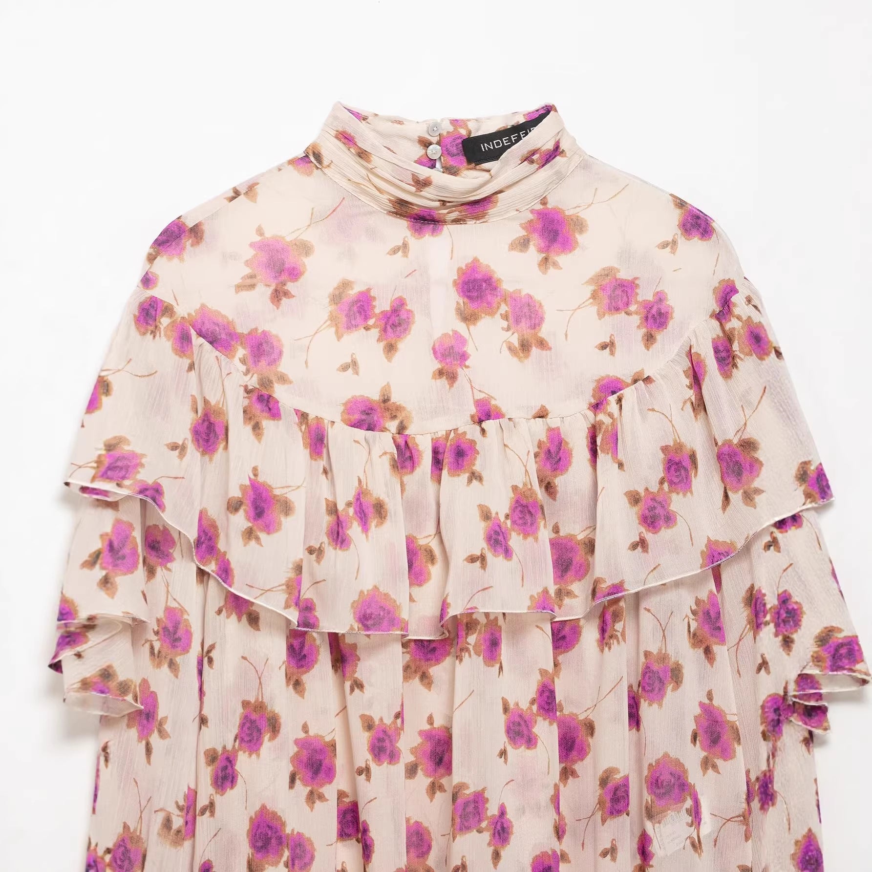 Women's Retro Style Printed Laminated Decoration Shirt Blouse