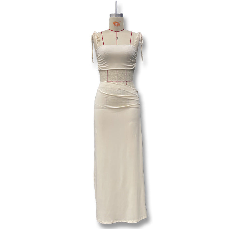 Women's Spring Sexy Lace Stitching Cutout Sling Dress