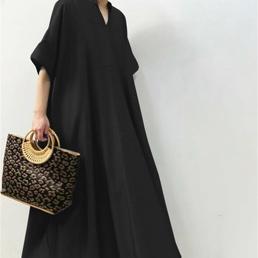 Women's Solid Color Half Sleeve Long Casual Dress