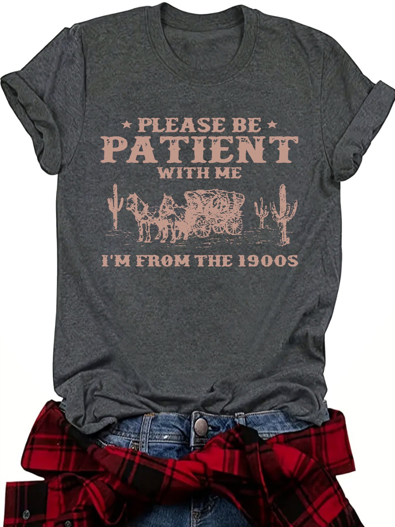Women's Summer Pattern Round Neck Sleeve Casual Women's T-shirt