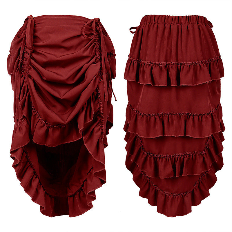 Women's Retro Style Nipped Waist Solid Color Activity Skirts