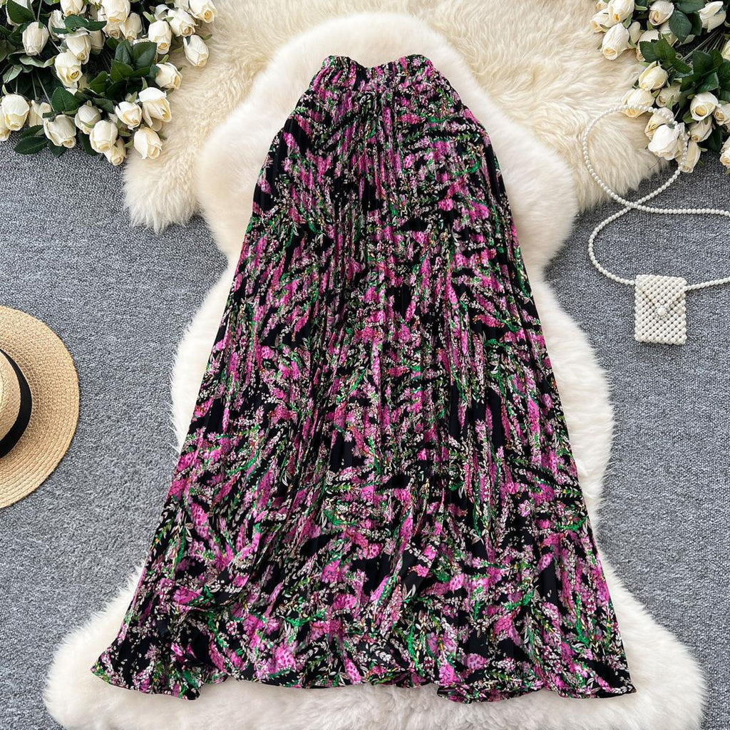 Chiffon Covering Ethereal Swing Umbrella Fold Floral Skirts