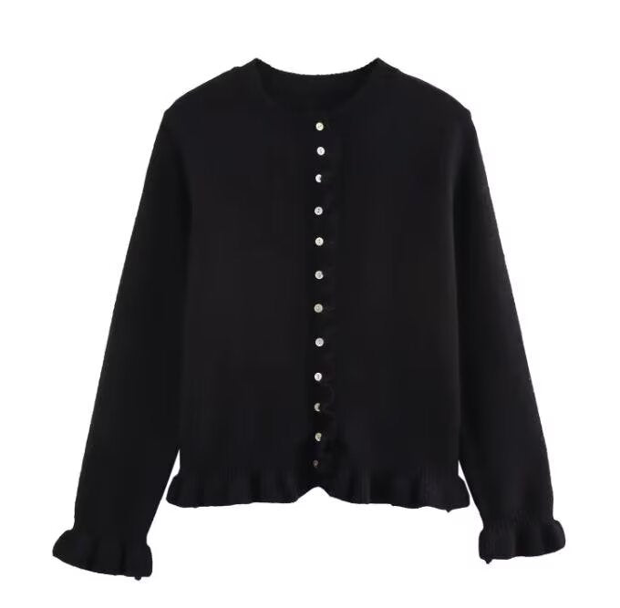 Glamorous Women's French Laminated Decoration Knitted Blouse