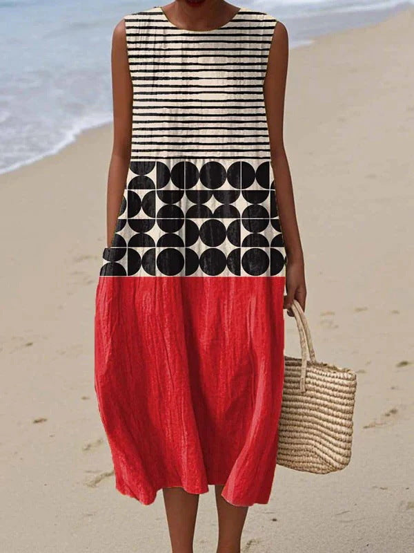 Sleeveless Pleated Large Version Loose-fitting Casual Dress