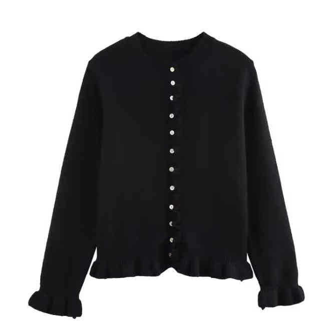 Glamorous Women's French Laminated Decoration Knitted Blouse