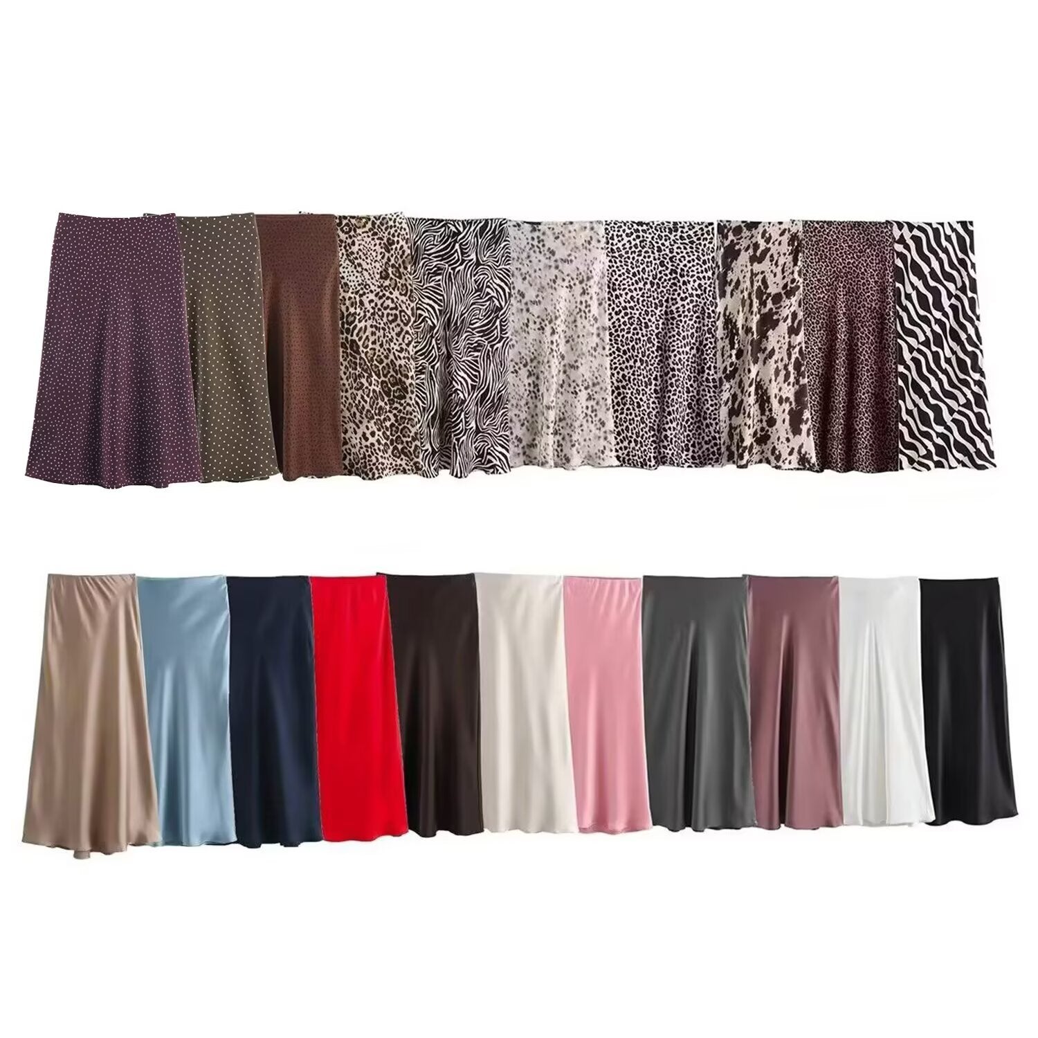 Durable Women's Fashion Simple Multicolor Satin Skirts