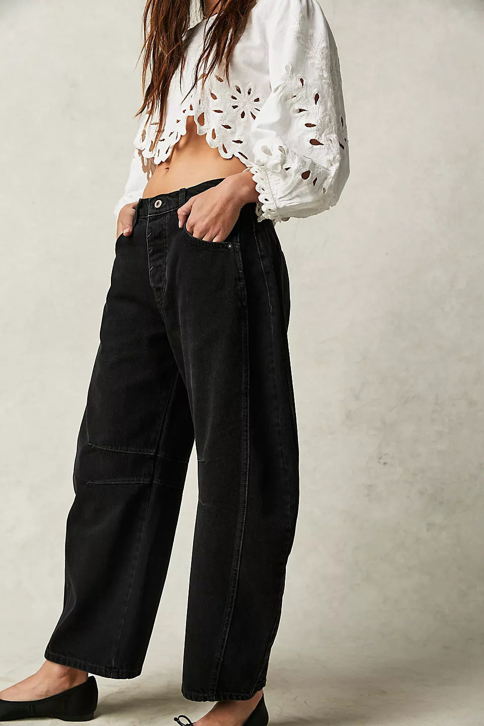 Women's European Loose Washed-out Wide Leg Drape Women's Jeans