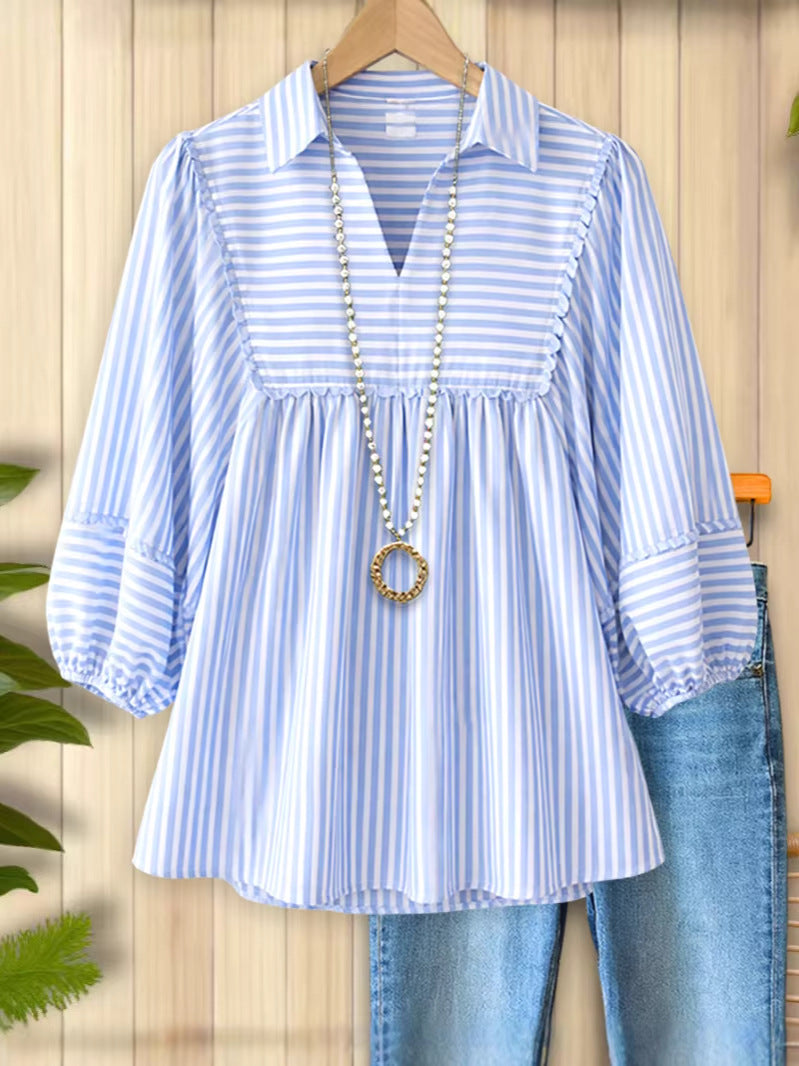 Women's Pullover Long-sleeved Chiffon Shirt For Temperament Blouse