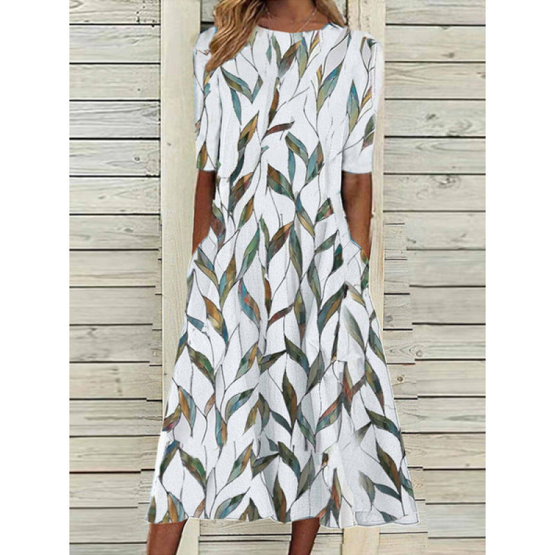 Women's Summer Casual Comfortable Round Neck Printed Dress