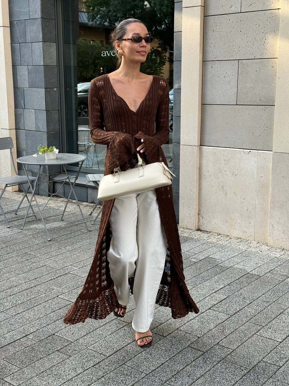 Women's Hot Long Knitted Design Ruffled Idle Style Outer Cardigans