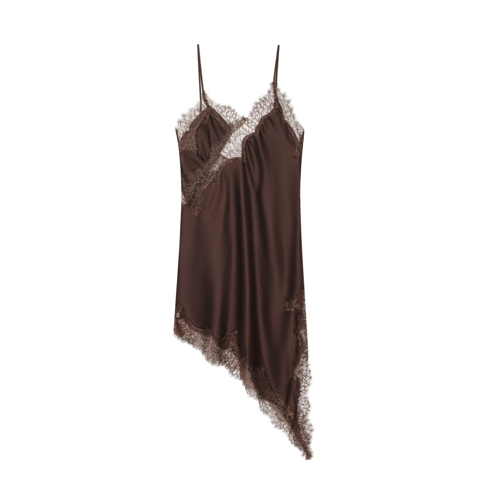 Elegant Winter Lace Sleeveless Asymmetric Slip Dress