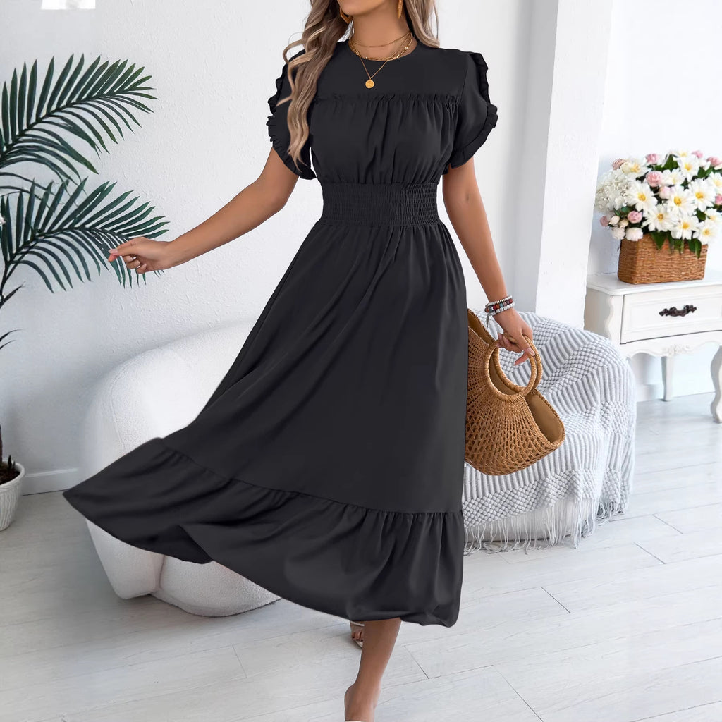 Women's Casual Stringy Seedge Sleeve Smocking Large Hem Shorts